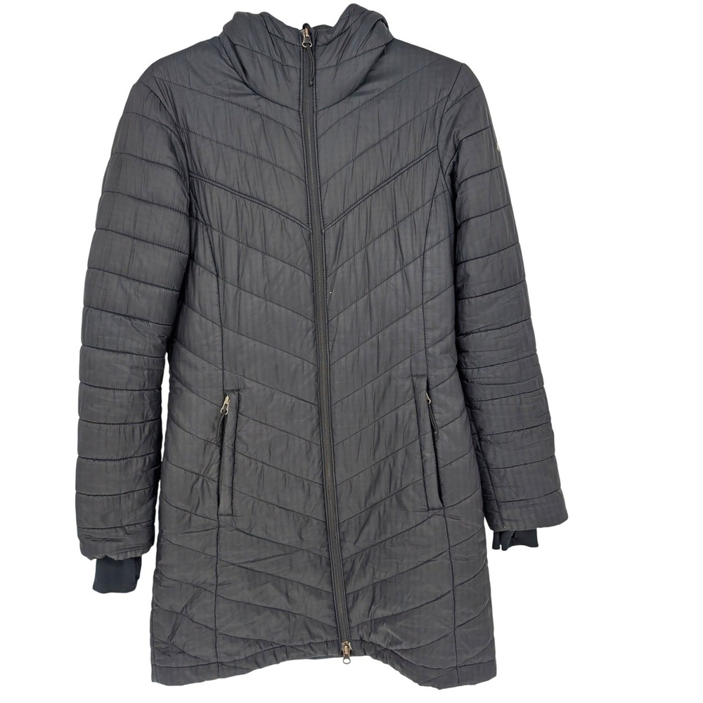 Columbia Quilted Puffer Parka Womens S Black Omni-Heat Hooded Winter Jacket